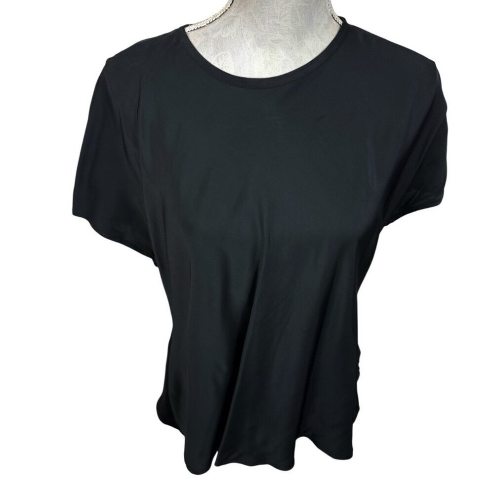 J.Crew‎ Women's XL Denni Layering Satin Shell Top Black NWT